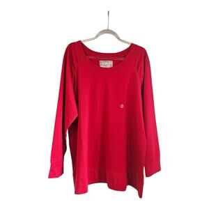 Avenue Knit Studio Womens 22/24 Sweatshirt Red Ruched Shoulders Long Sleeve